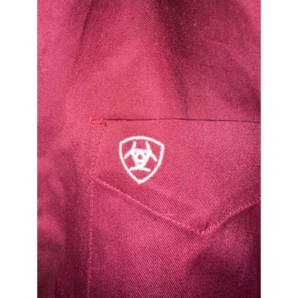 Ariat Boys XL 18 Burgundy Long Sleeve Western Button Shirt Embroidered Logo - Picture 4 of 11